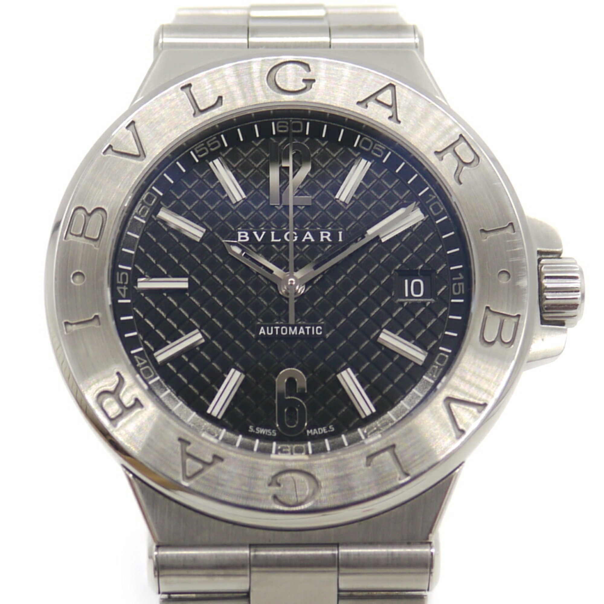 Bvlgari Diagono Date Dg40s Automatic Black Dial Watch